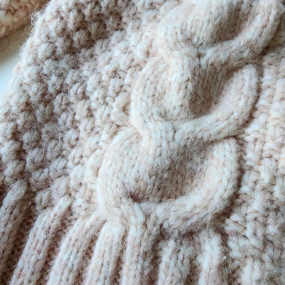 American Eagle Brush Pink Soft & Cozy Mock Neck Cropped Cable Knit Sweater M - Picture 13 of 14